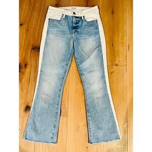 Frame Denim Light Blue and White Cropped Jeans